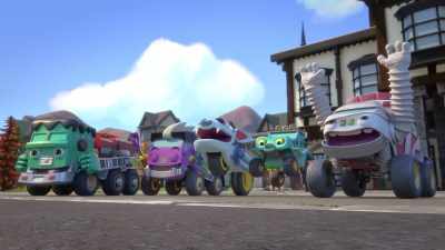 [tires screeching] - Mighty Monsterwheelies