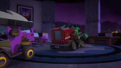 [tires screeching] - Mighty Monsterwheelies