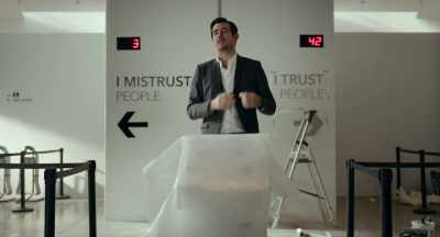 To enter, you have to decide
whether you trust other people, - The Square