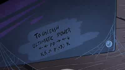 "To unleash ultimate power?" I do like things that are ultimate Back, back, hold, forward, back, forward, down, hold, quarter, circle forward, triple punch! - Gravity Falls