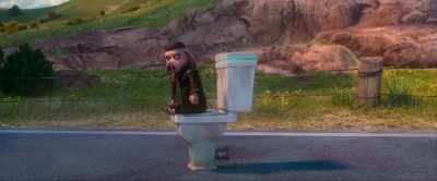 [toilet flushing] - Hitpig!