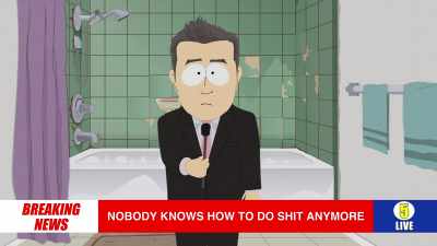 Tom, I'm standing in
my bathroom where the new - South Park: Joining the Panderverse