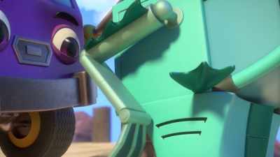 -[tool whirring]
-[Gill E. giggles] - Mighty Monsterwheelies