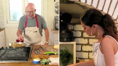 Toss, toss, toss and coat our gnocchi - Selena + Chef