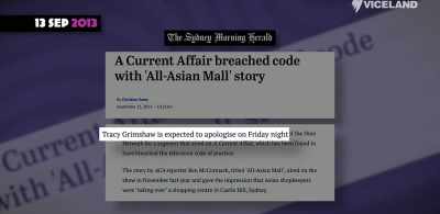 Tracy Grimshaw was expected
to make an apology that night, - The Back Side of Television