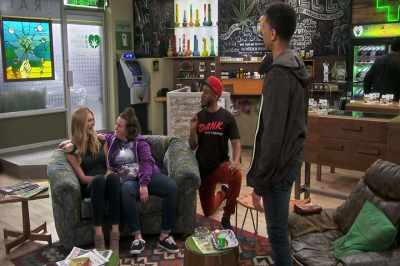 -[Travis mimicking Pac-Man munching]
-[Tina laughing] - Disjointed