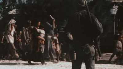 TROOPS FUNNEL AS MANY
AS POSSIBLE INTO CAMPS. - The Pacific War in Color