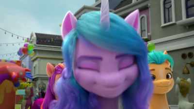 -[trumpeting fanfare]
-[crowd cheering] - My Little Pony: Make Your Mark