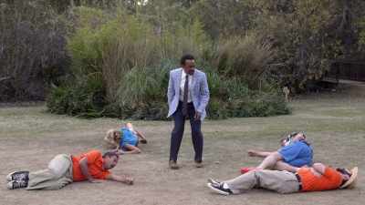 -Trying to throw me in the reeds, - Rob Riggle's Ski Master Academy