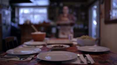 Turkey and potatoes.
We had pies in the oven. - Murder Mountain