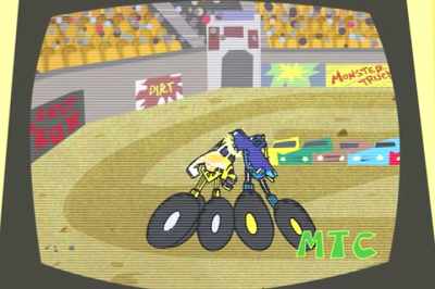 TV ANNOUNCER:
And here's the first lap. - Johnny Test