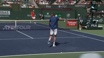 [TV announcer] Be careful there, Rublev. - Break Point