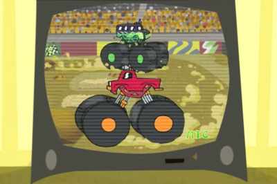 TV ANNOUNCER:
Live, from Daytona, - Johnny Test