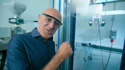 Twice as much force was needed
to snap this polymer, - Secrets of Size: Atoms to Supergalaxies