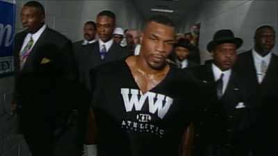 Tyson's team and him came out first. - Bruno v Tyson
