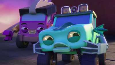 -Uh…
-[Axyl chuckles] - Mighty Monsterwheelies