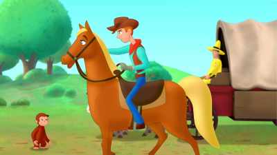 Uh oh, oh boy.
(whimsical music) - Curious George: Go West, Go Wild