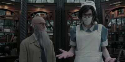 Uh, two bite marks on his cheek.
Only a snake could've done that. - A Series of Unfortunate Events