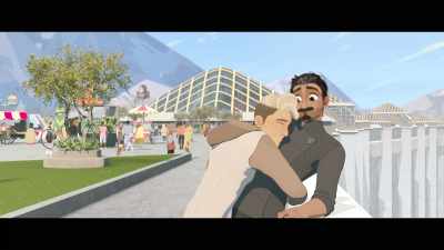 -Uhh.
-Whoa. [chuckles] - Nimona