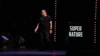 Um, I actually joined a gym,
literally on my road, I discovered. - Ricky Gervais: SuperNature