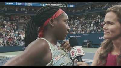 Um... she told me
that I did amazing and good luck, - Naomi Osaka