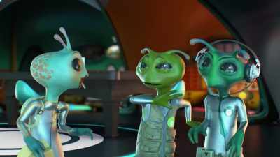 [uneasy murmuring] - Alien TV