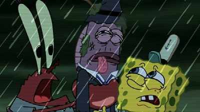 Unnerved, Krabs distracted
the officers - SpongeBob DocuPants
