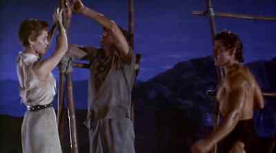 Untie this. Must cross bridge before it burns! - Tarzan and the Lost Safari