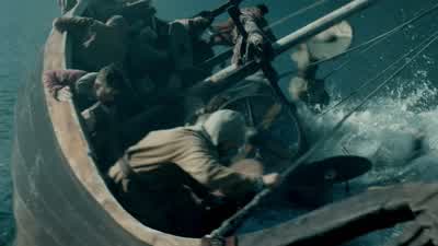 Up onto the overturned keel. - Vikings