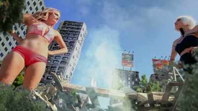 [upbeat dance music] - Giantess Attack vs. Mecha Fembot