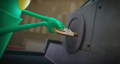 [upbeat rock music playing] - Plankton: The Movie