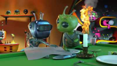 [urgent exclaiming] - Alien TV
