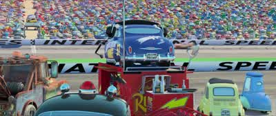 Vai Vai vaiHey shrimpie where did McQueen find you huhThose round things are called tires and they go under the carCon chi credi di parlare Ma con chi stai parlandoNo No no You'll have your chance You will have your chance - Cars