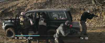 (vehicle engine
idling) (door closing) - War Game
