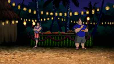 VELMA:
Free food. - Aloha, Scooby Doo!