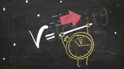 Velocity, measured as distance over time
in one direction, - Muppets Now