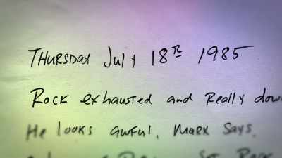 Voiceover as Nader:
Thursday, July 18th, 1985. - Rock Hudson: All That Heaven Allowed