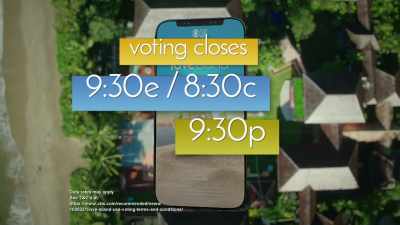 VOTING CLOSES AT 9:30 EASTERN,
8:30 CENTRAL AND 9:30 PACIFIC - Love Island