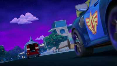 -(vrooms)
-(tires screech) - Firebuds