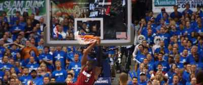 Wade two-hand jam
on the alley-oop - Chasing Greatness: Coach K x LeBron