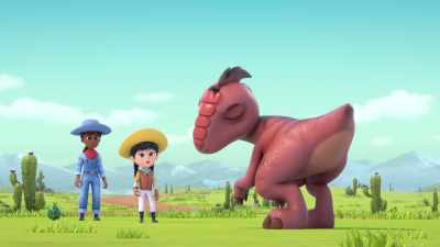 [wagon clattering] - Dino Ranch