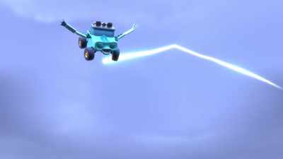 -Wahoo!
-[electricity crackling] - Mighty Monsterwheelies