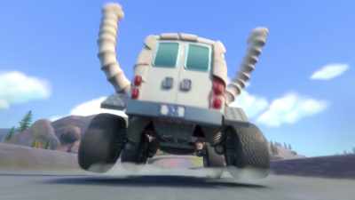 -Wahoo! [laughs] Yeah!
-[thunder crashes] - Mighty Monsterwheelies