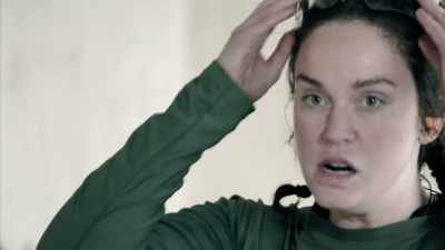 Wait. Just calm yourself down.
SHE BREATHES HEAVILY - Celebrity SAS: Who Dares Wins