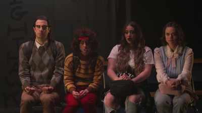 Wait.
(mysterious music) - Nerdy Prudes Must Die