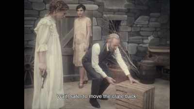 Wait, safer to move the crate back. 
There. Sit down. - Irma Vep