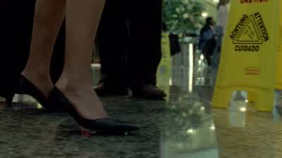 Wait. Wait, wait, wait. For you. Payless Shoes. Second floor. Sensible heels. - The Terminal
