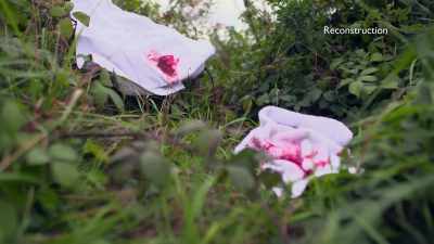 Walking a little further along,
he found another towel, - When Missing Turns to Murder