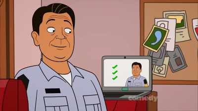 [Wanda's voice] Davis Quinton.
Tall, strong, handsome... - Corner Gas Animated
