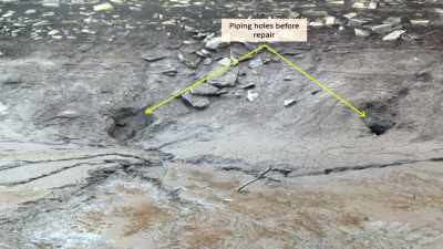Water was leaking out through
four large funnels at the bottom. - Secrets of the Underground